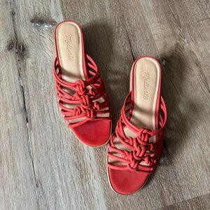 Madewell Red leather knot strapping sandals size 7
